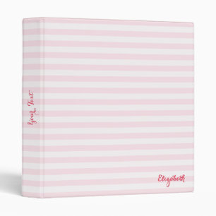 Modern Elegant Girly Chic Pink Stripes Monogrammed Binder