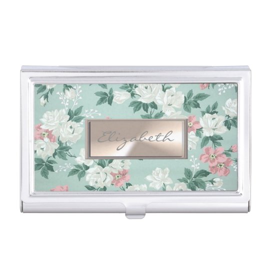 Modern Elegant Girly ,Flowers Business Card Case