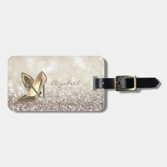 Modern Elegant Girly, Glittery,Bokeh ,Heel Luggage Tag