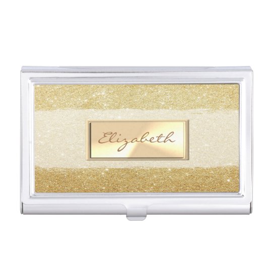 Modern Elegant Girly , Glittery Faux Gold Case For Business Cards