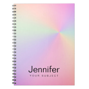 Modern elegant girly gradient colorful holographic notebook