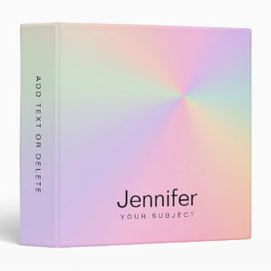 Modern elegant girly gradient colourful holographi binder