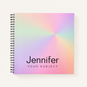 Modern elegant girly gradient colourful holographi notebook
