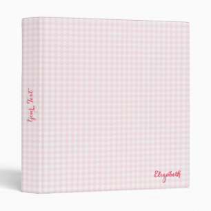 Modern Elegant Girly Pink Chequered Monogrammed Binder