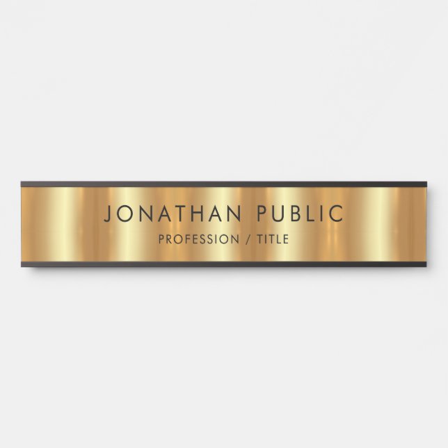 Modern Elegant Glam Black And Gold Template Luxury Door Sign (Front)