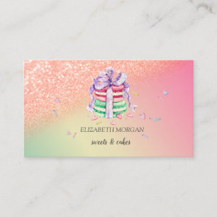 Modern Elegant Glitter Bokeh Ombre Macarons Business Card