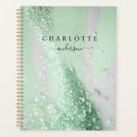 Modern, elegant, glitter, green-silver planner<br><div class="desc">Modern,  glitter,  elegant planner.
Just edit your product in a few minutes. You can change the font/size/colour and position using "further personalize".</div>