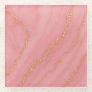 Modern Elegant glittery marble effect Glass Coaster
