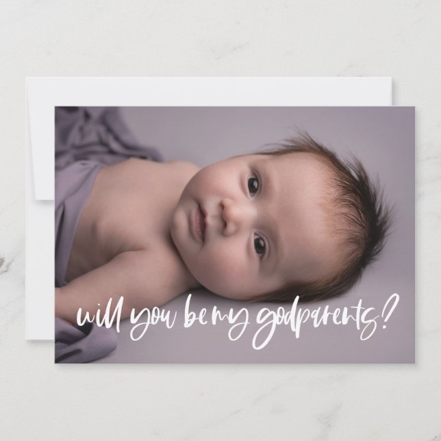 Modern elegant Godparents proposal photo card (Front)