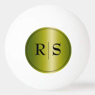 Modern Elegant Gold and Black Monogrammed Ping Pong Ball