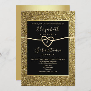 Modern Elegant Gold and Black Wedding Invitation