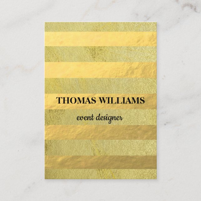 Modern Elegant Gold Background Stripes Pattern Business Card (Front)