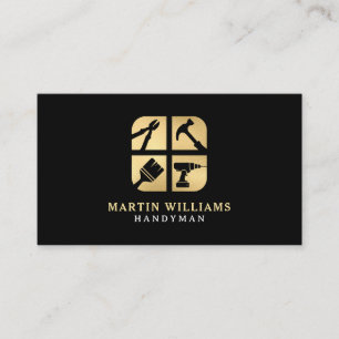 Modern Elegant Gold & Black Handyman Business Card
