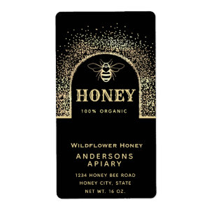 Modern elegant gold black honey jar