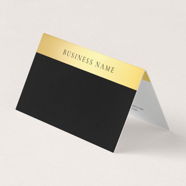 Modern Elegant Gold Black White Folded Template Business Card (Front)