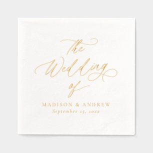 Modern Elegant Gold Calligraphy Wedding Foil Napkins