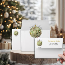 Modern Elegant Gold Christmas Doodle Ornament 