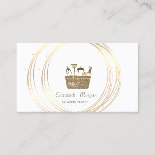 Modern Elegant Gold Circles Cleaning Tools Business Card