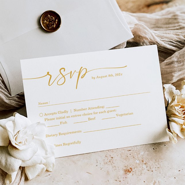 Modern Elegant Gold Colour Script  Wedding RSVP Card (Creator Uploaded)