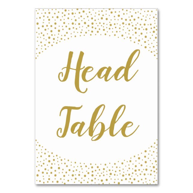 Modern Elegant Gold Confetti Wedding Head Table Number (Front)