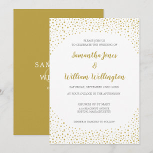 Modern Elegant Gold Confetti Wedding Invitation