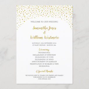 Modern Elegant Gold Confetti Wedding Program