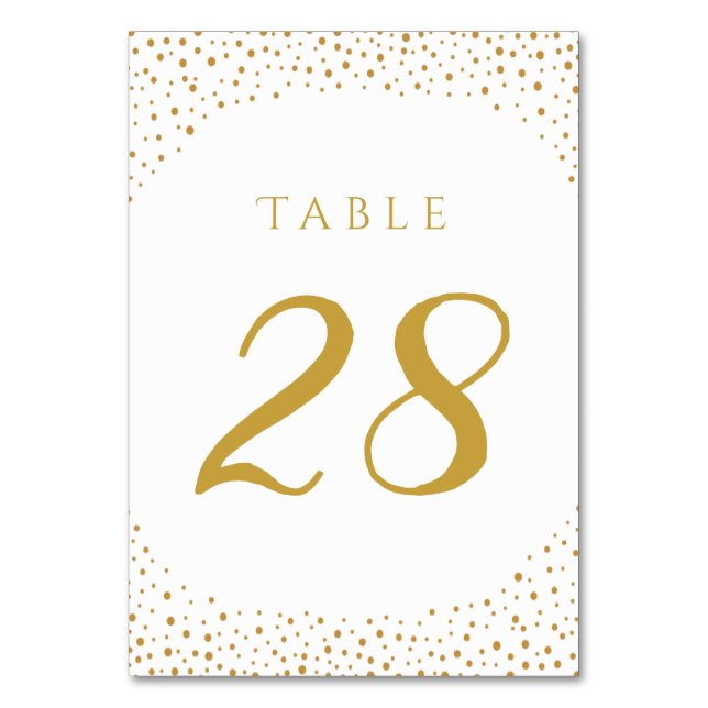 Modern Elegant Gold Confetti Wedding  Table Number (Front)