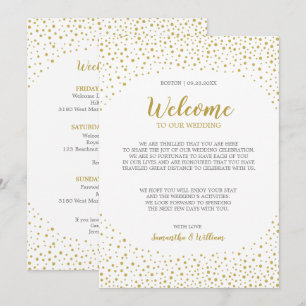 Modern Elegant Gold Confetti Wedding Welcome Note Invitation