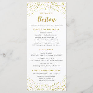 Modern Elegant Gold Confetti Wedding Welcome Note Program