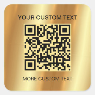 Modern Elegant Gold Custom Template  Scan QR Code Square Sticker
