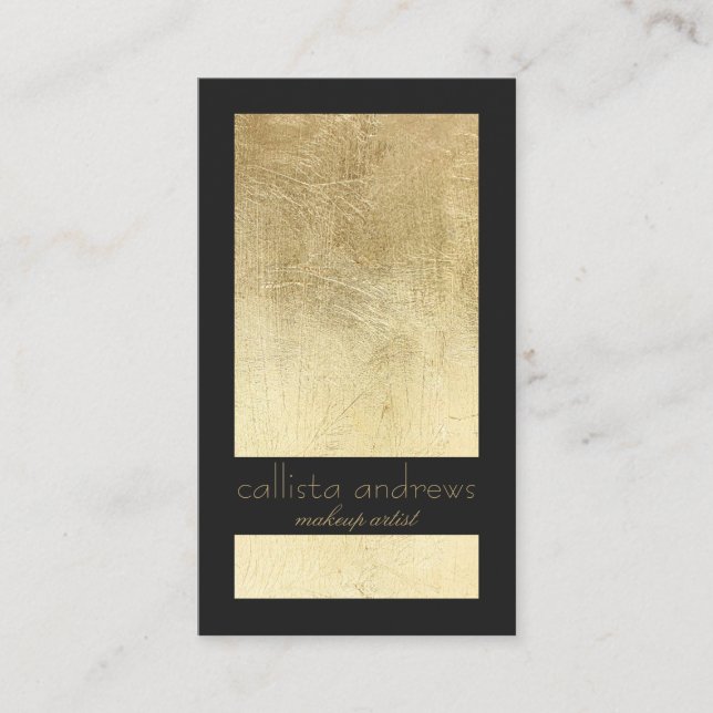 Modern Elegant Gold Foil Black Colour Block Business Card (Front)