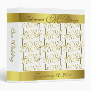 Modern Elegant Gold Foil LOVE Text Design Wedding Binder