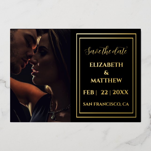 modern elegant Gold foil save the date card (Front)