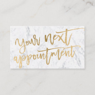 Modern elegant gold foil script typography marble appointment card