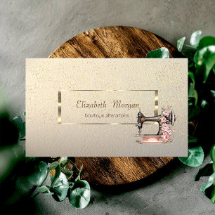 Modern Elegant Gold Frame,Confetti Sewing Machine Business Card