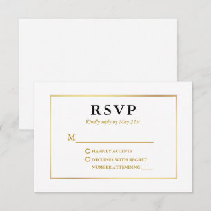 Modern Elegant Gold Frame RSVP Card
