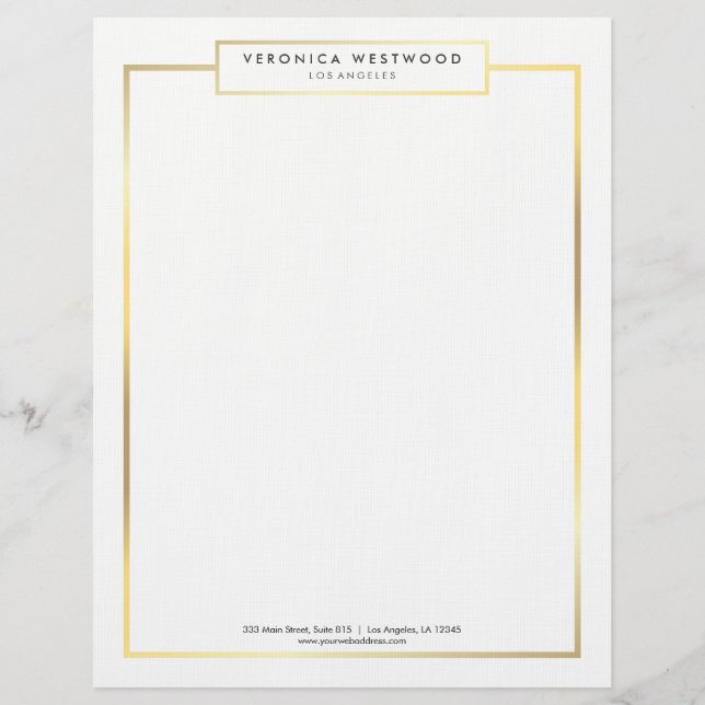 Modern Elegant Gold Framed Letterhead (Front)