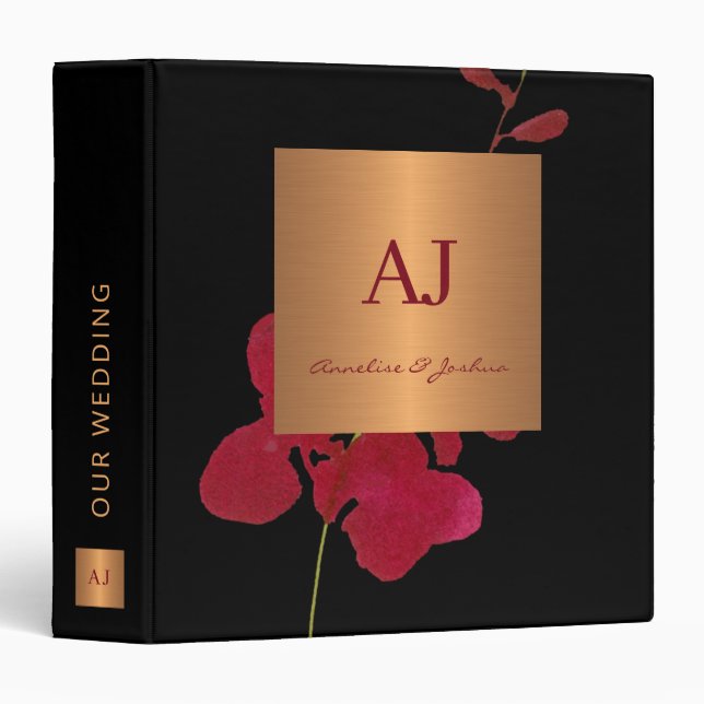 Modern elegant gold glam bride groom wedding album binder (Front/Spine)