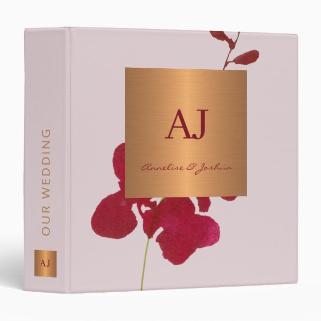 Modern elegant gold glam bride groom wedding album binder (Front/Spine)