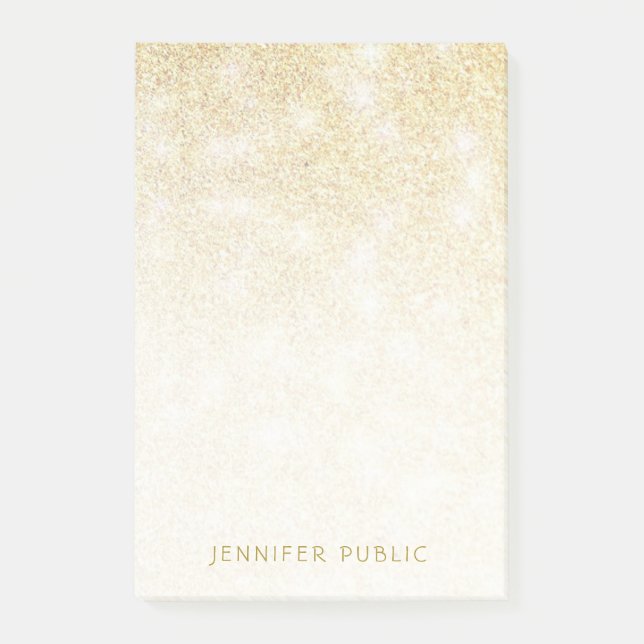 Modern Elegant Gold Glitter Template Minimalist Post-it Notes (Front)