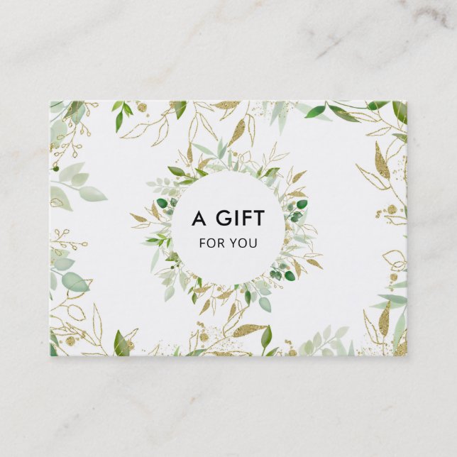 Modern Elegant Gold Greenery Gift Certificate (Front)