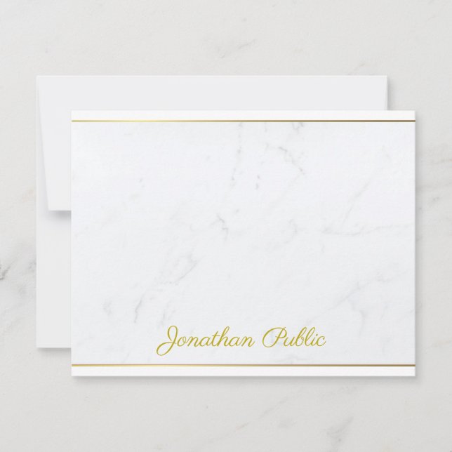 Modern Elegant Gold Handwritten Script Text Flat Card (Front)
