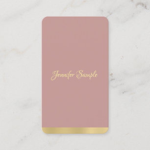 Modern Elegant Gold Handwritten Script Text Plain Business Card