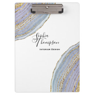 Modern Elegant Gold Lavender Geode Agate Clipboard