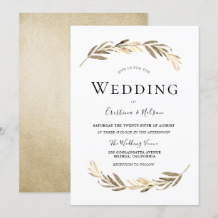 Modern Elegant Gold Leaf All Seasons Wedding Invitation