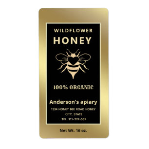 Modern elegant gold logo honeybee honey jar