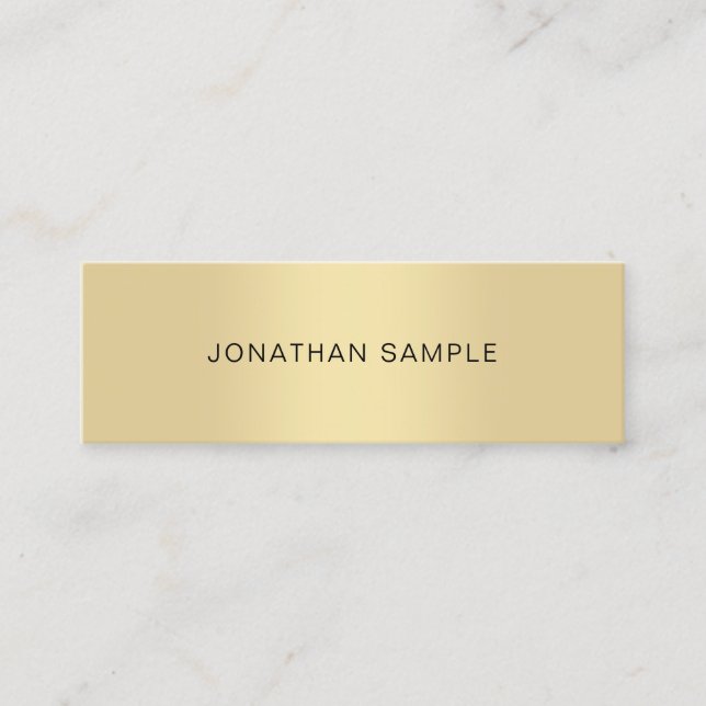 Modern Elegant Gold Look Cool Simple Template Mini Business Card (Front)