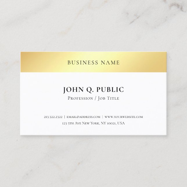Modern Elegant Gold Look Simple Template Popular Business Card (Front)