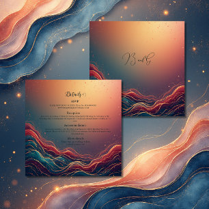 Modern Elegant Gold Marble Navy Terracotta Wedding Enclosure Card