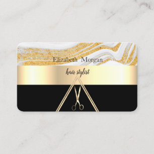 Modern Elegant Gold Marble Stone Black,Scissors Business Card